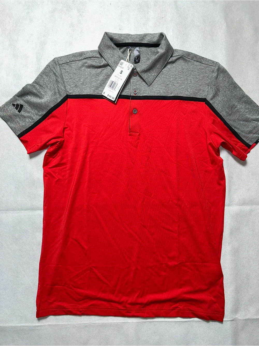Adidas grey and red short sleeve polo shirt size small NWT